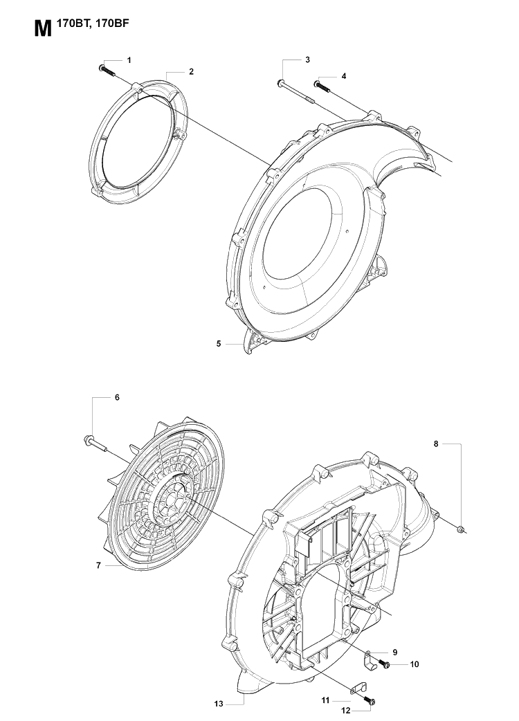 Fan Diagram and Parts List for 170BT 20084000001-Current Husqvarna Leaf Blower / Vacuum