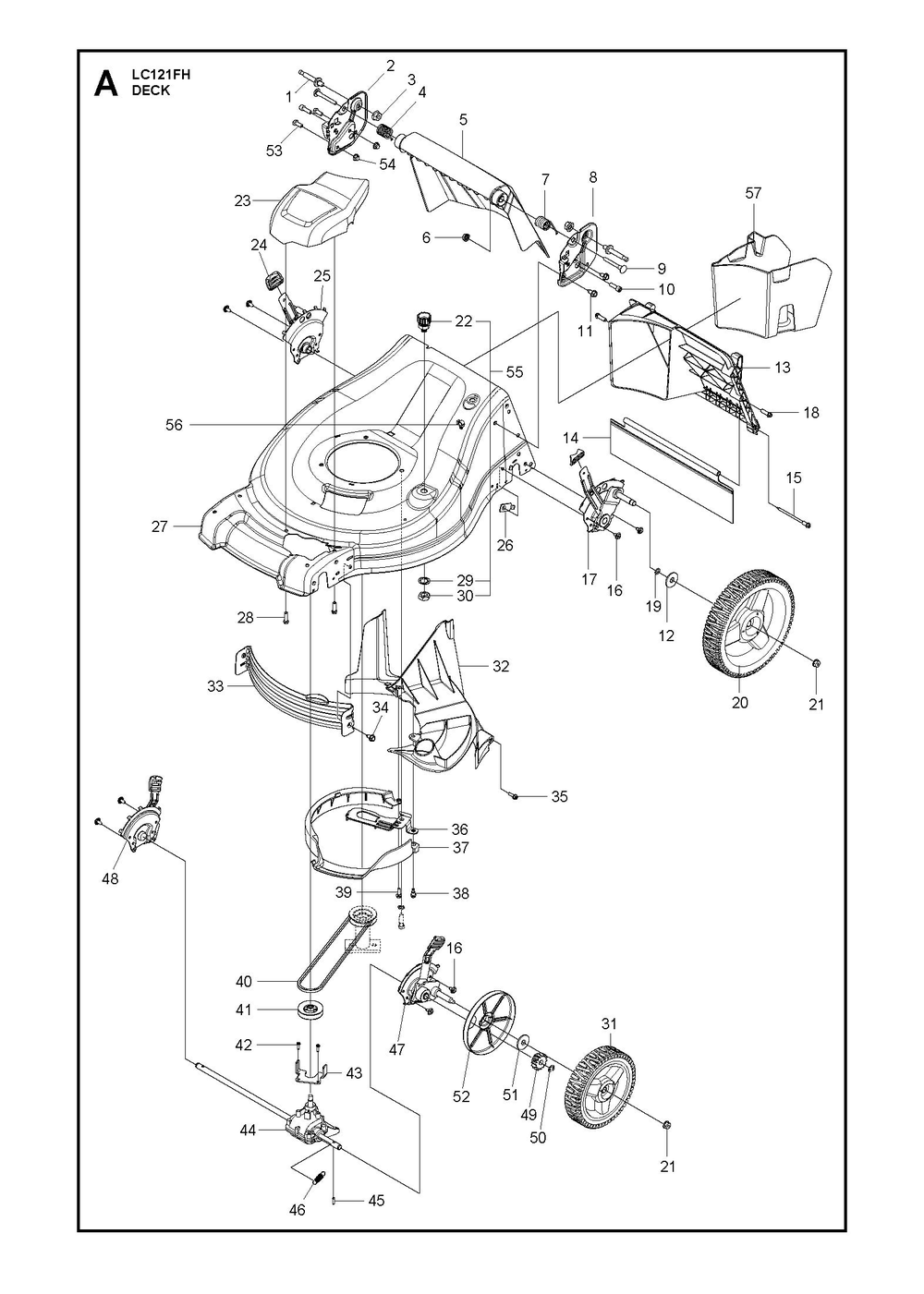 Mower Deck / Cutting Deck Diagram and Parts List for L121FH  Husqvarna Lawn Mower