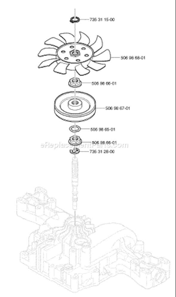 Page H Diagram and Parts List for K46TRANSMISSION 2002-06 Husqvarna Lawn Tractor Accessories