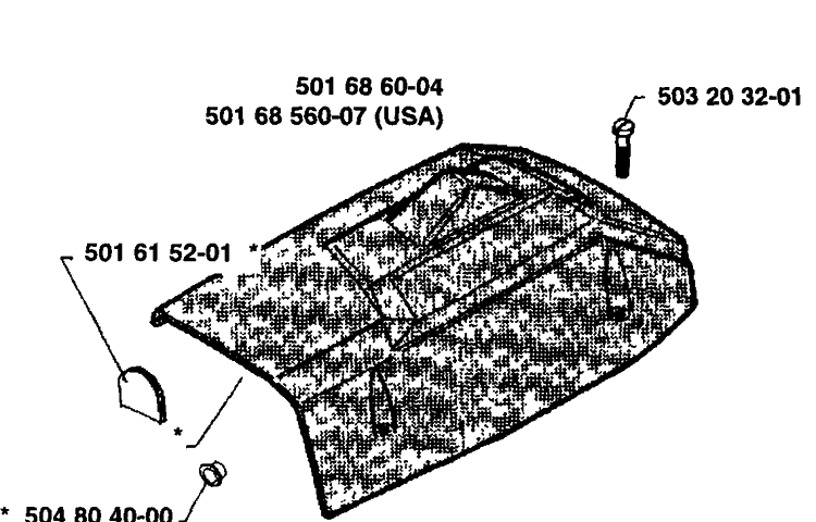 Top Cover Diagram and Parts List for 61 1989-02 Husqvarna Chainsaw