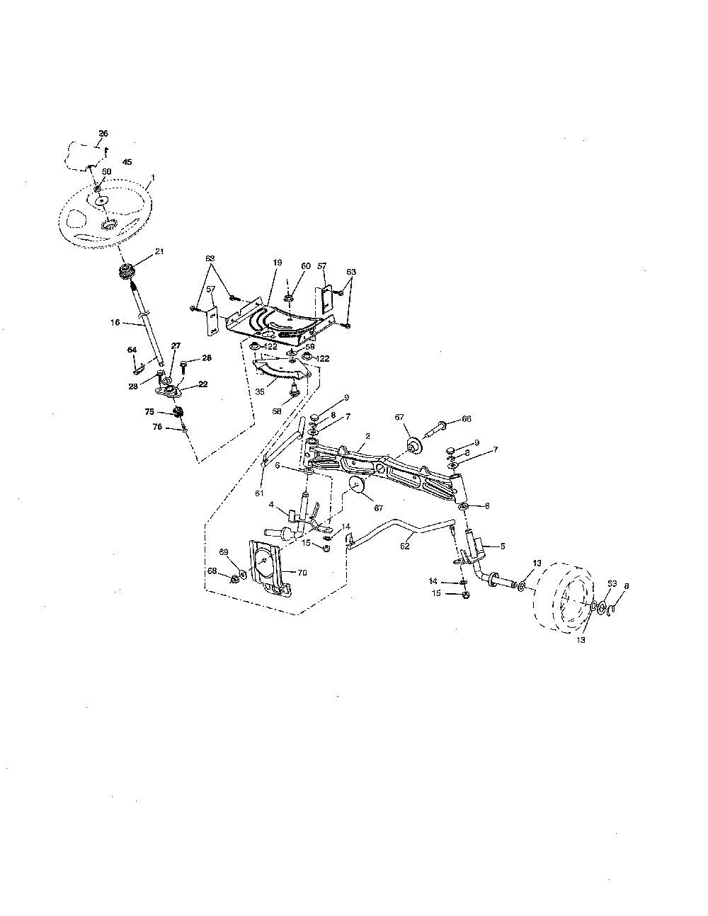 Steering Diagram and Parts List for 917243820  Husqvarna Lawn Tractor