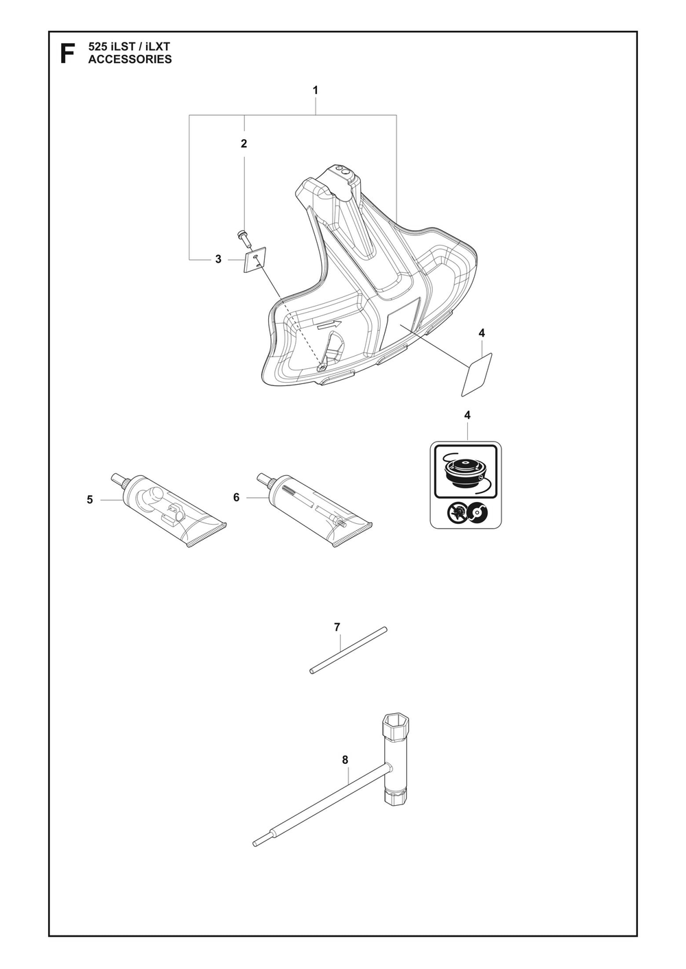 Accessories Diagram and Parts List for 525ILXT  Husqvarna Trimmer