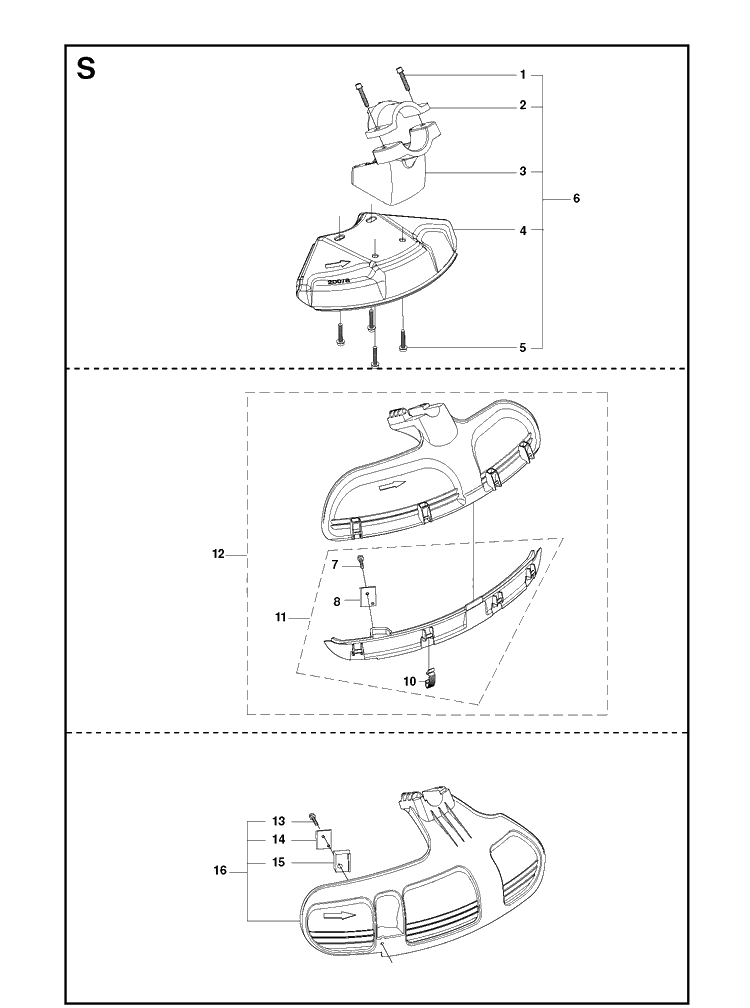 Guards Diagram and Parts List for 241R 20093600001-20144900000 Husqvarna Brush Cutter