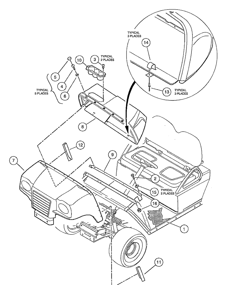 Front Body Diagram and Parts List for HUV4210GXP 2005-06 Husqvarna Lawn Tractor