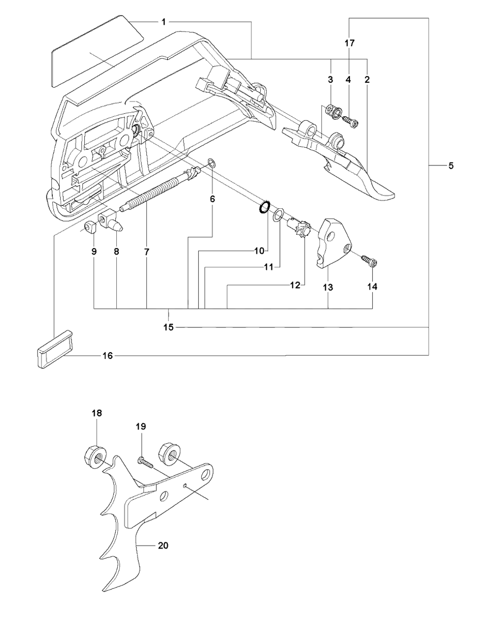 Clutch Cover Diagram and Parts List for 570AUTOTUNE 20104500001 - 20130900000 Husqvarna Chainsaw