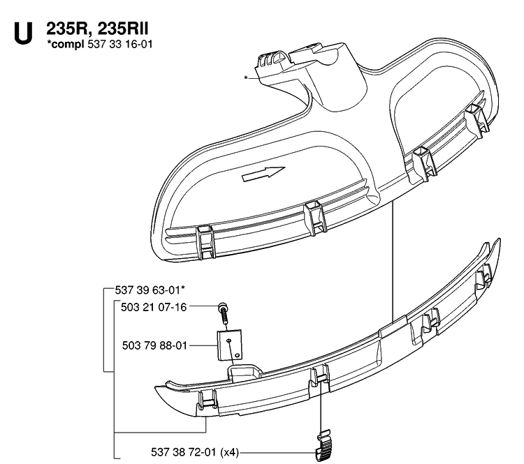 Guards 2 Diagram and Parts List for 232R 20061400001-20144900000 Husqvarna Brush Cutter