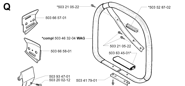 Handle 2 Diagram and Parts List for 395XP/ (XPG)(20034000001-20051800000) Husqvarna Chainsaw