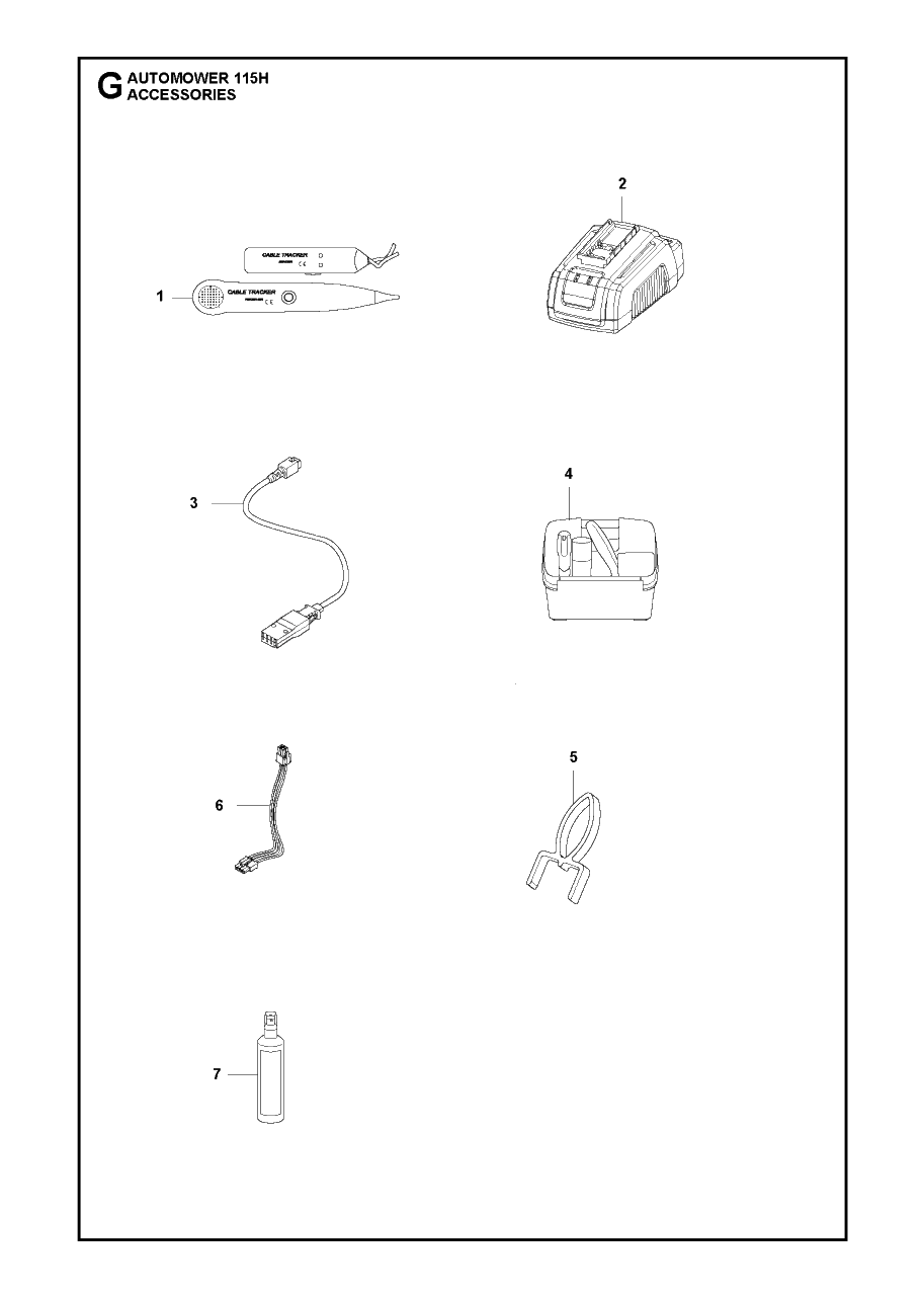 Accessories Diagram and Parts List for 115H 2019-01 Husqvarna Lawn Mower