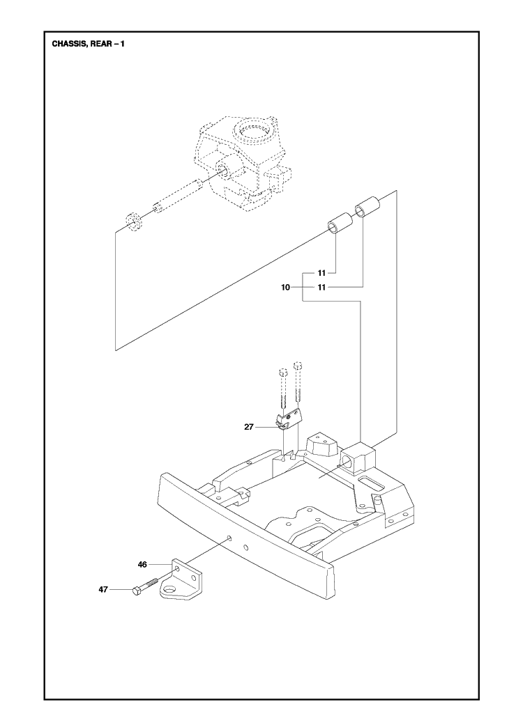 Chassis Rear 2 Diagram and Parts List for R214T AWD Husqvarna Lawn Mower