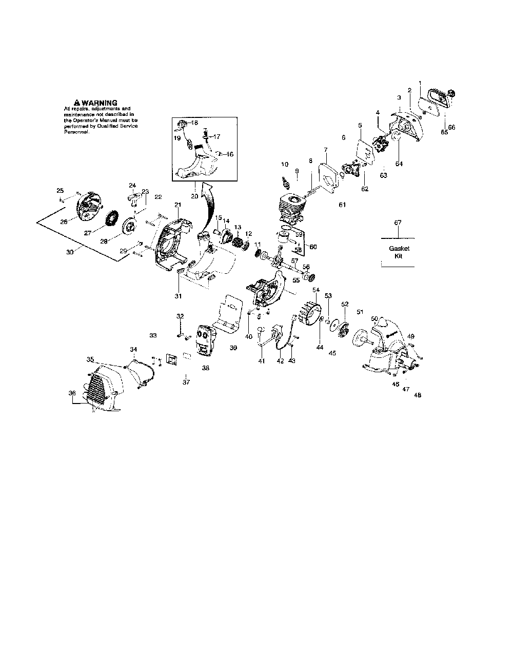 Cylinder/crankshaft/crankcase Diagram and Parts List for 125E-CANADA  Husqvarna Trimmer