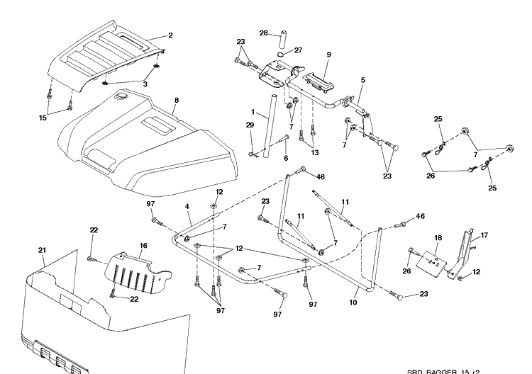 Bagger Diagram and Parts List for TC130 (96051019700)(2019-05) Husqvarna Lawn Tractor