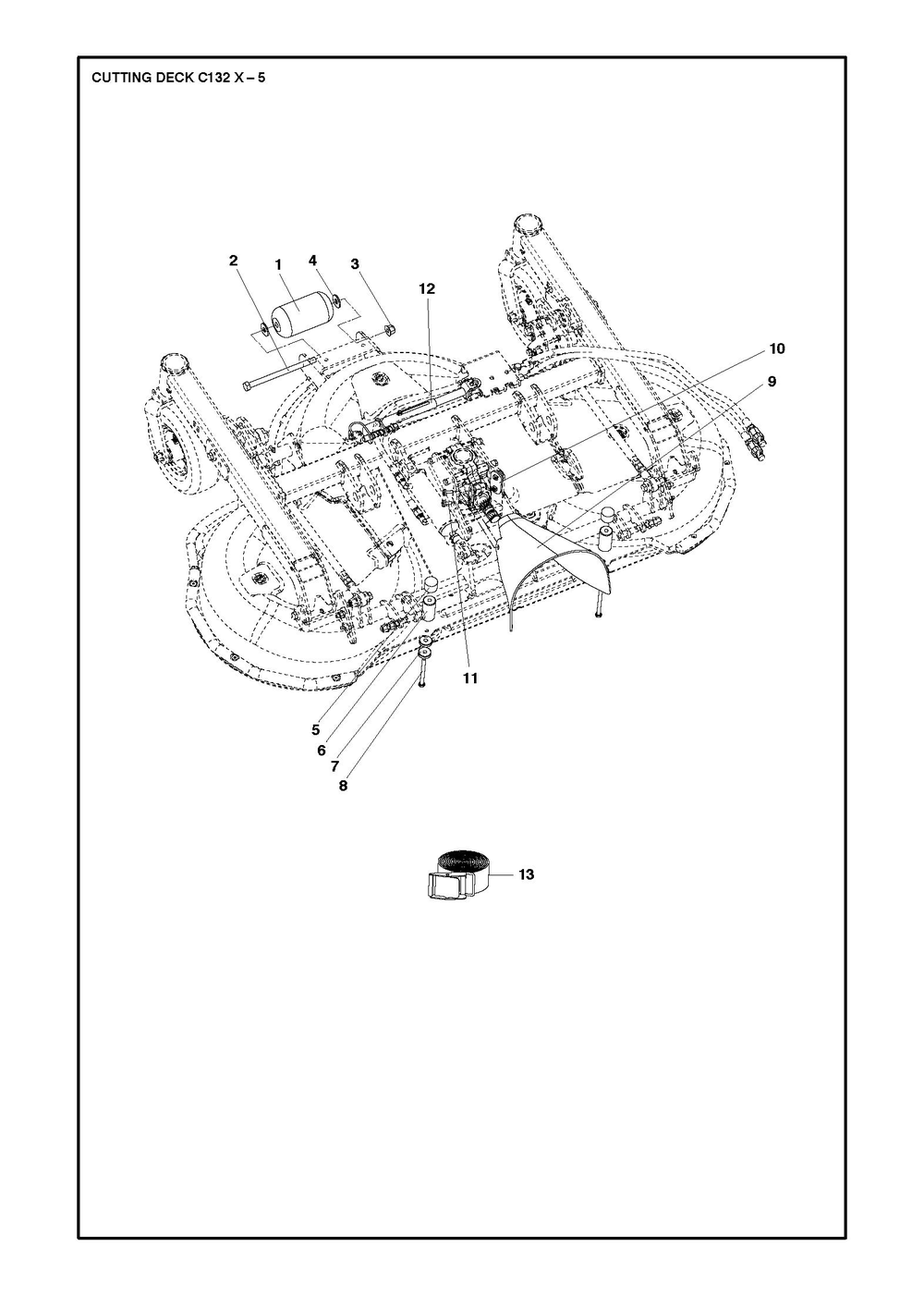 52/132cm Cutting Deck Diagram and Parts List for 132XP500D  Husqvarna Lawn Tractor Accessories