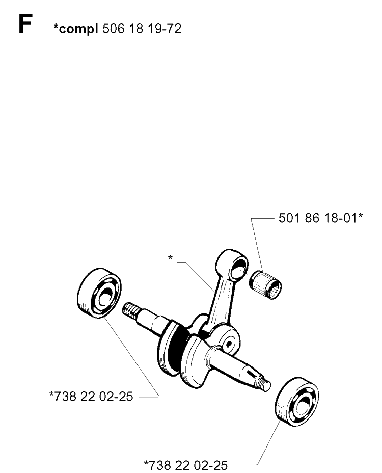 Crankshaft Diagram and Parts List for 257 20013500001-Current Husqvarna Chainsaw