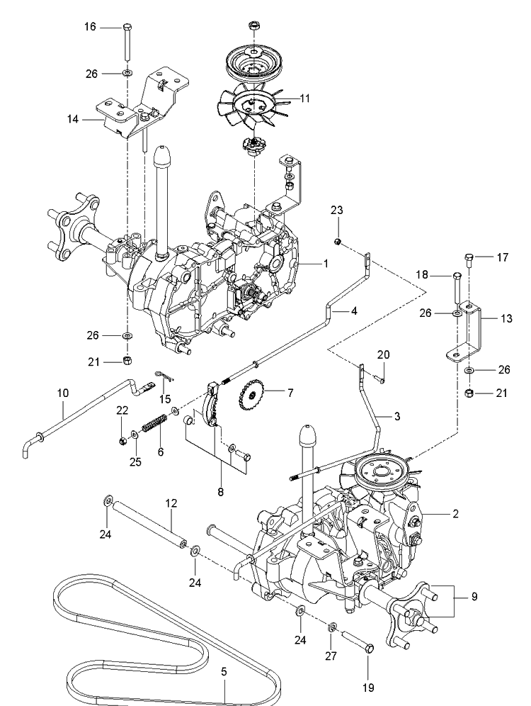 Hydraulic Pump - Motor Diagram and Parts List for RZ4623 (96700980201)(2015-05) Husqvarna Lawn Mower