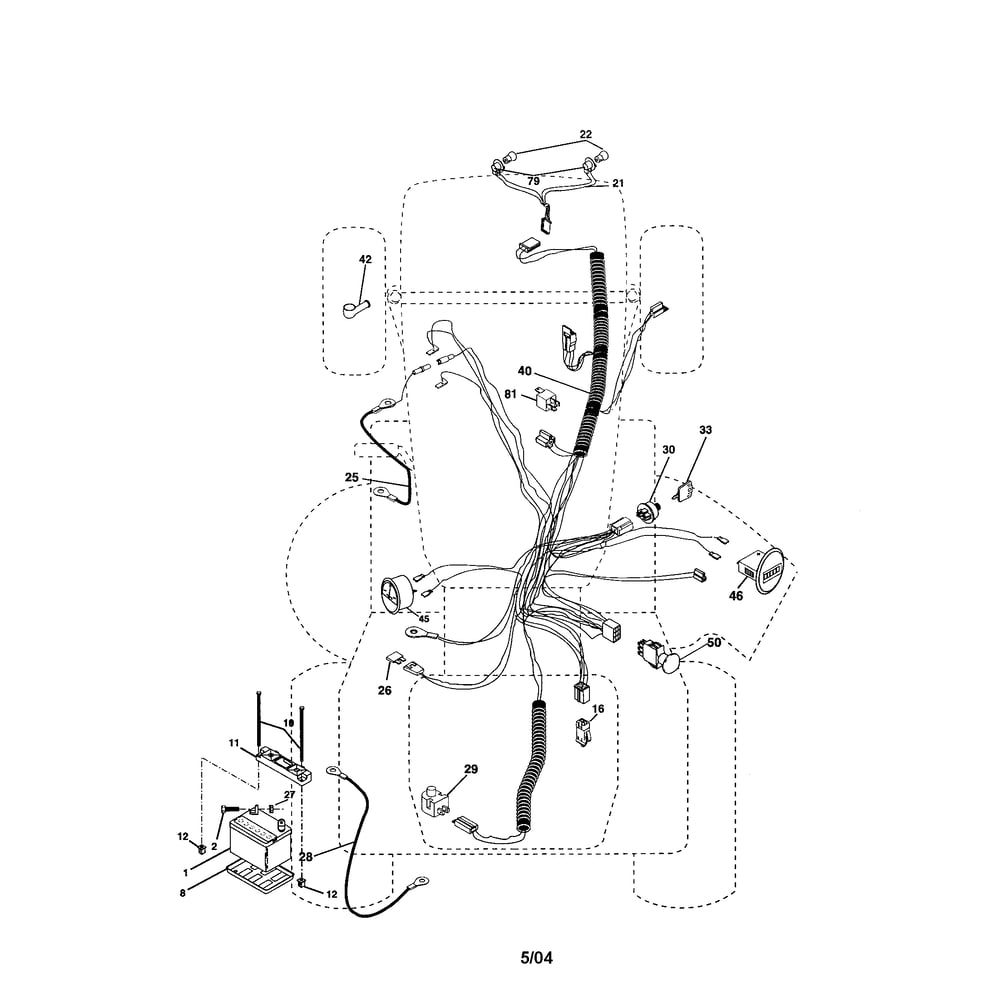 Electrical Diagram and Parts List for 917279040  Husqvarna Lawn Tractor