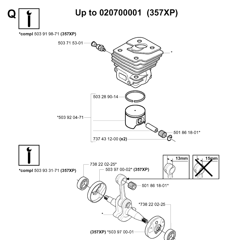 Service Updates Diagram and Parts List for 359 20050600001-20060600000 Husqvarna Chainsaw