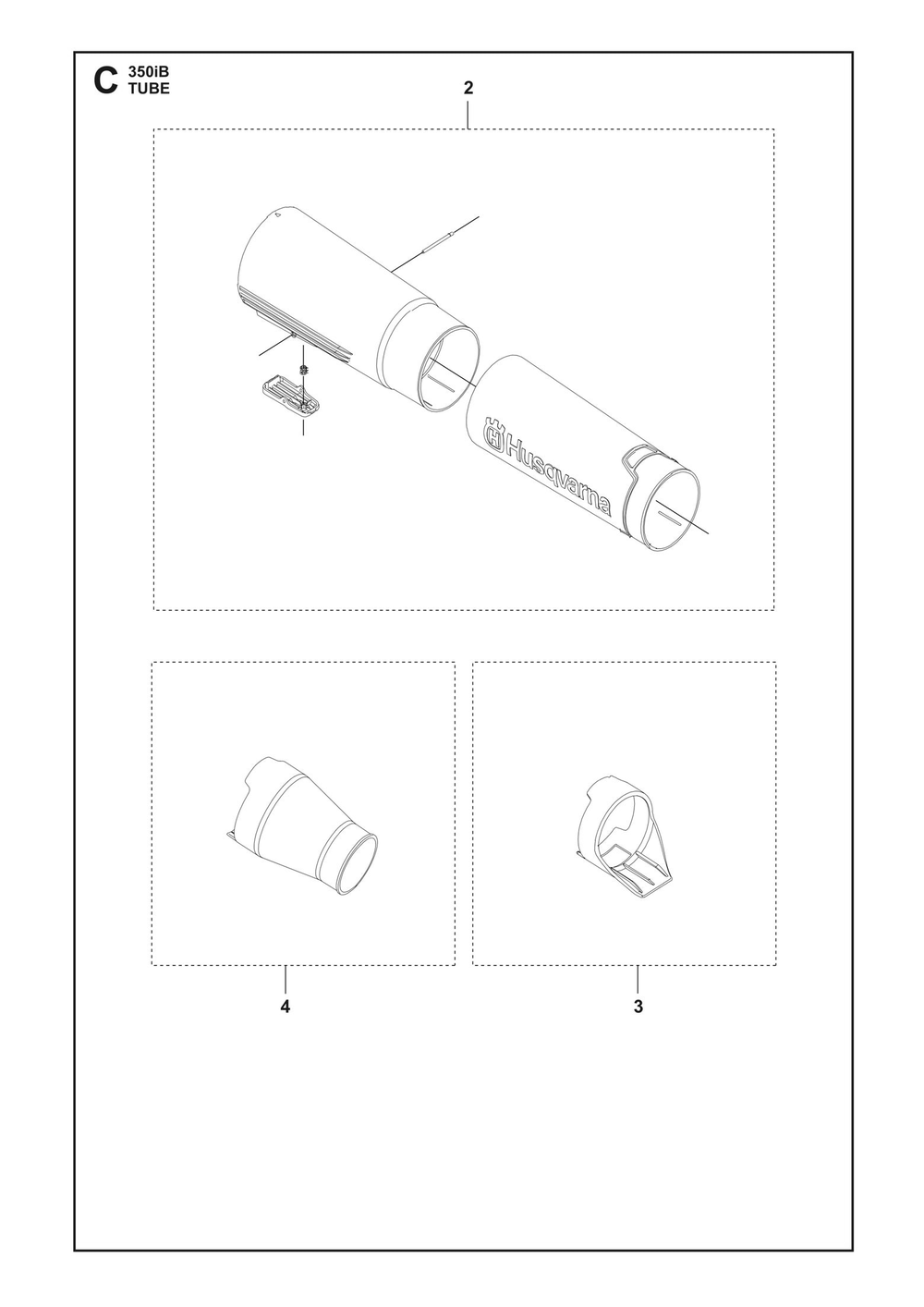 Tube Diagram and Parts List for 350IB  Husqvarna Leaf Blower / Vacuum