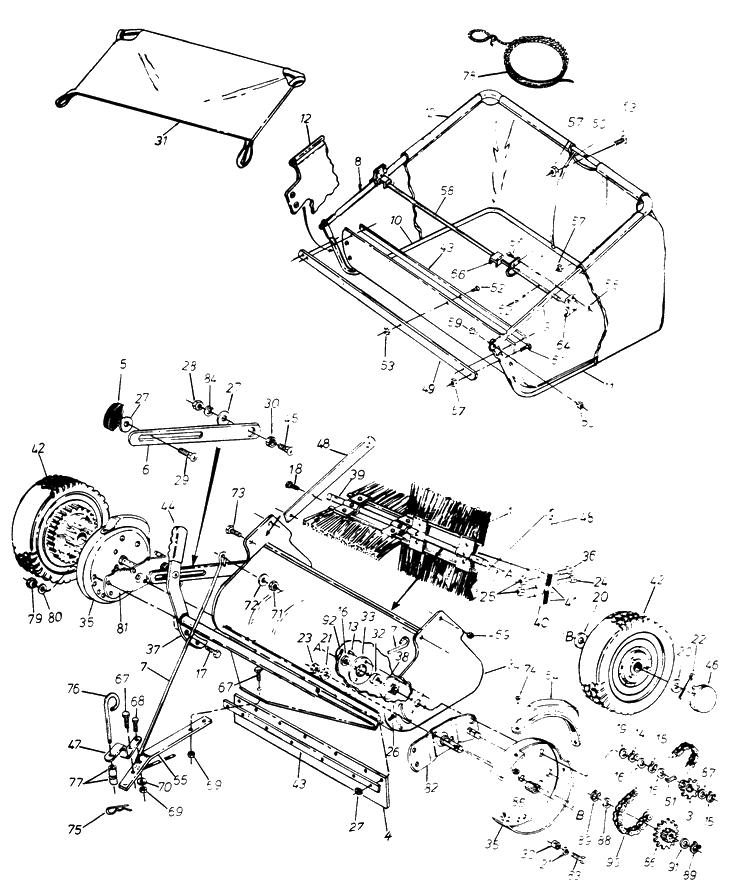 Repair Parts Diagram and Parts List for HS320 (45-0209)(1992-04) Husqvarna Lawn Tractor Accessories