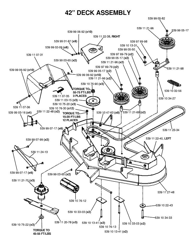42inch Cutting Deck Diagram and Parts List for EZ4217KAA (968999373)(2006-02) Husqvarna Lawn Mower