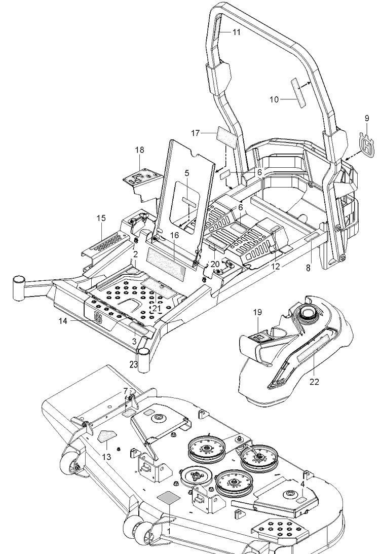 Decals Diagram and Parts List for Z560X  Husqvarna Lawn Mower