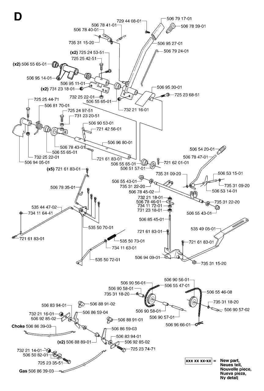 Controls Diagram and Parts List for PF21AWD (953536501)(2005-04) Husqvarna Lawn Tractor