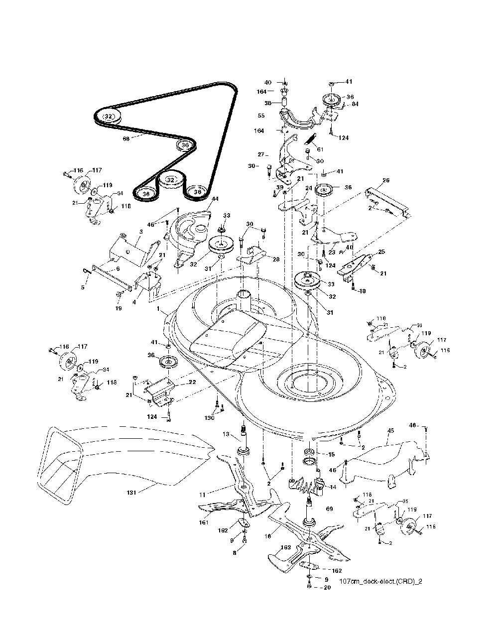 Mower Deck / Cutting Deck Diagram and Parts List for CTH220TWIN (96061019002)(2007-10) Husqvarna Lawn Tractor