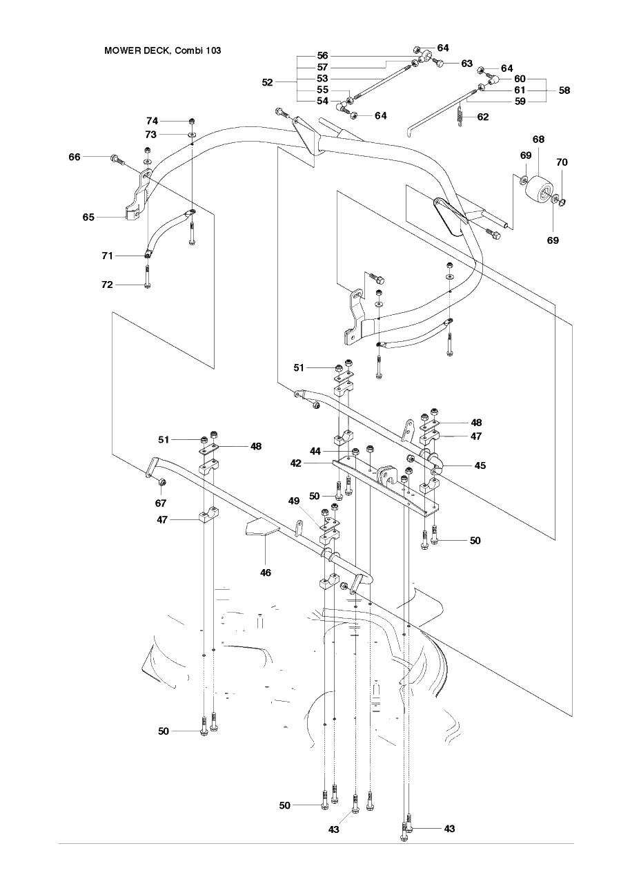 Mower Deck / Cutting Deck Diagram and Parts List for R16 (965161601)(2010-07) Husqvarna Lawn Tractor