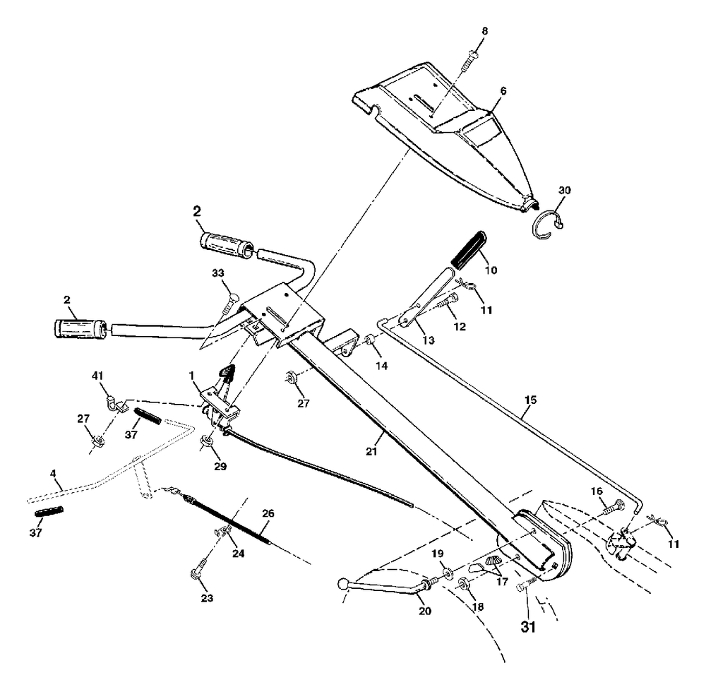 Handle Assembly Diagram and Parts List for 650CRT (954328030-A)(2000-11) Husqvarna Tiller