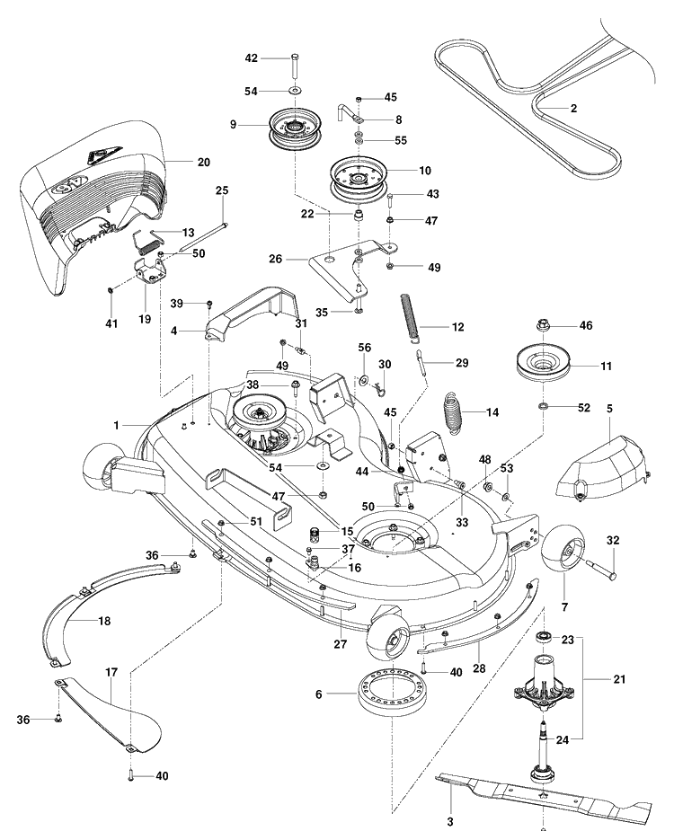 Mower Deck / Cutting Deck Diagram and Parts List for RZ4623 (967009804)(2013-12) Husqvarna Lawn Mower