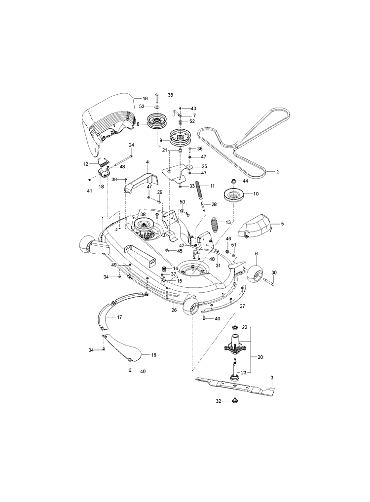 Mower Deck / Cutting Deck Diagram and Parts List for Z246  Husqvarna Lawn Mower