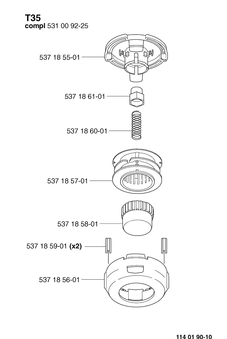 Product Complete Diagram and Parts List for 114019010 2003-02 Husqvarna Edger