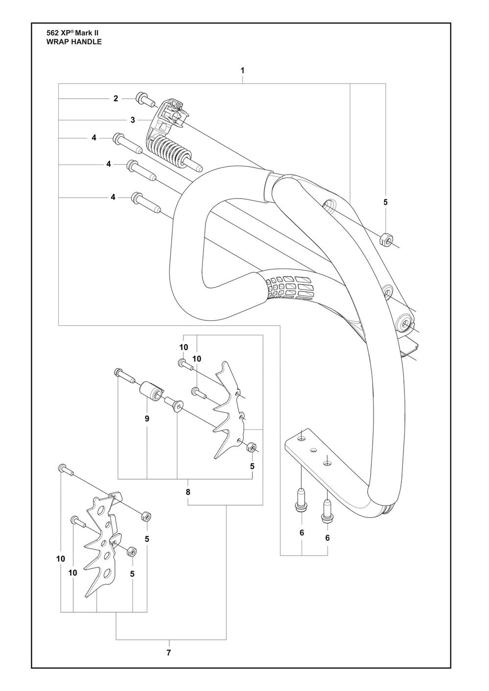 Handle Wrap Diagram and Parts List for 562XPMARKII  Husqvarna Chainsaw