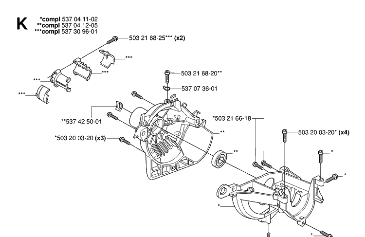 Clutch Cover Diagram and Parts List for 323P 20062700001-Current Husqvarna Pole Saw