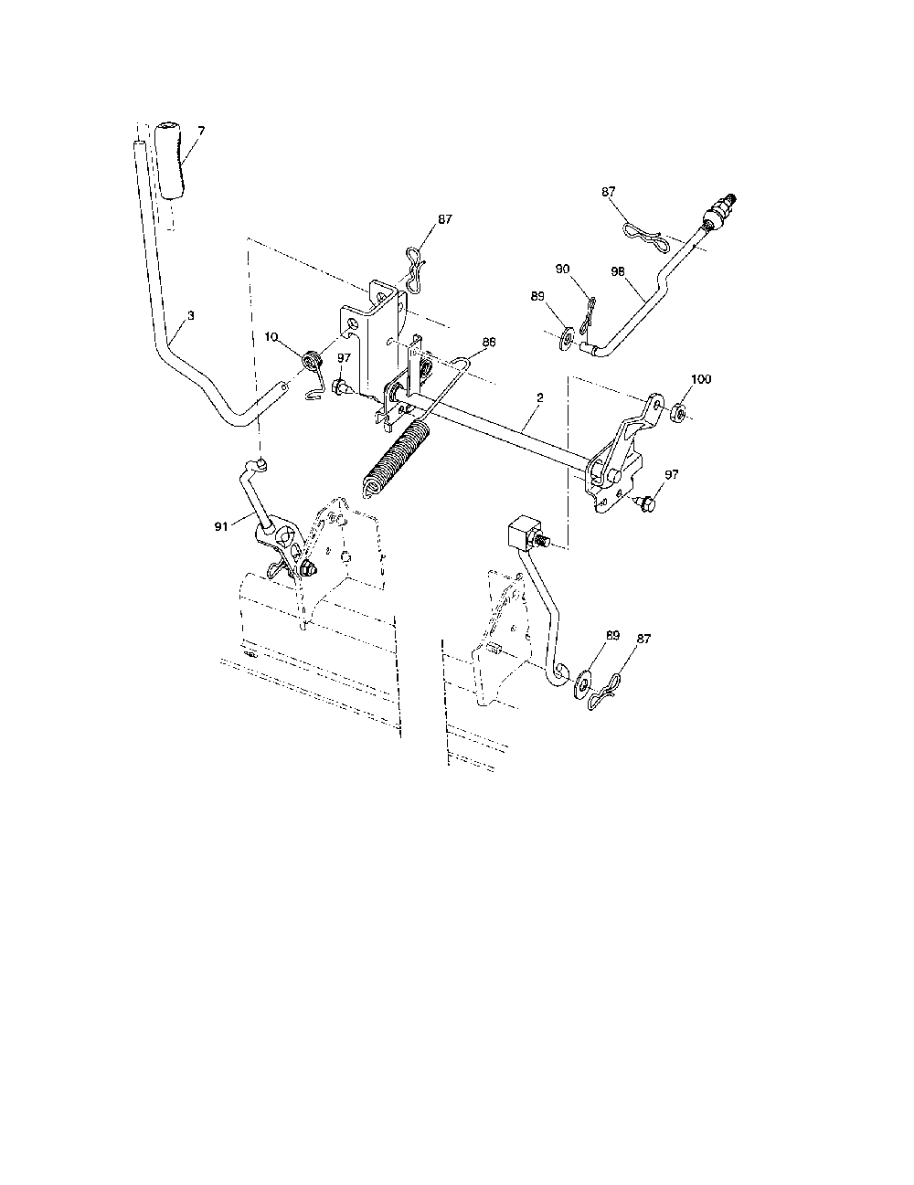 Mower lift Diagram and Parts List for YTH20K46-96043003300  Husqvarna Lawn Tractor