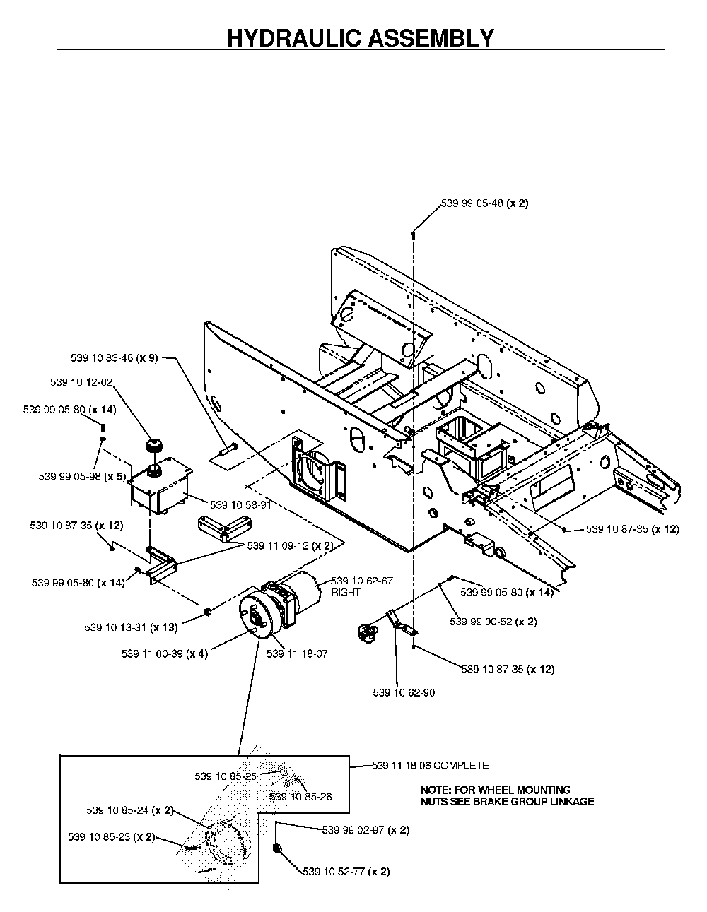 Hydraulic Pump - Motor Diagram and Parts List for BZ34C (968999316)(2006-04) Husqvarna Lawn Tractor