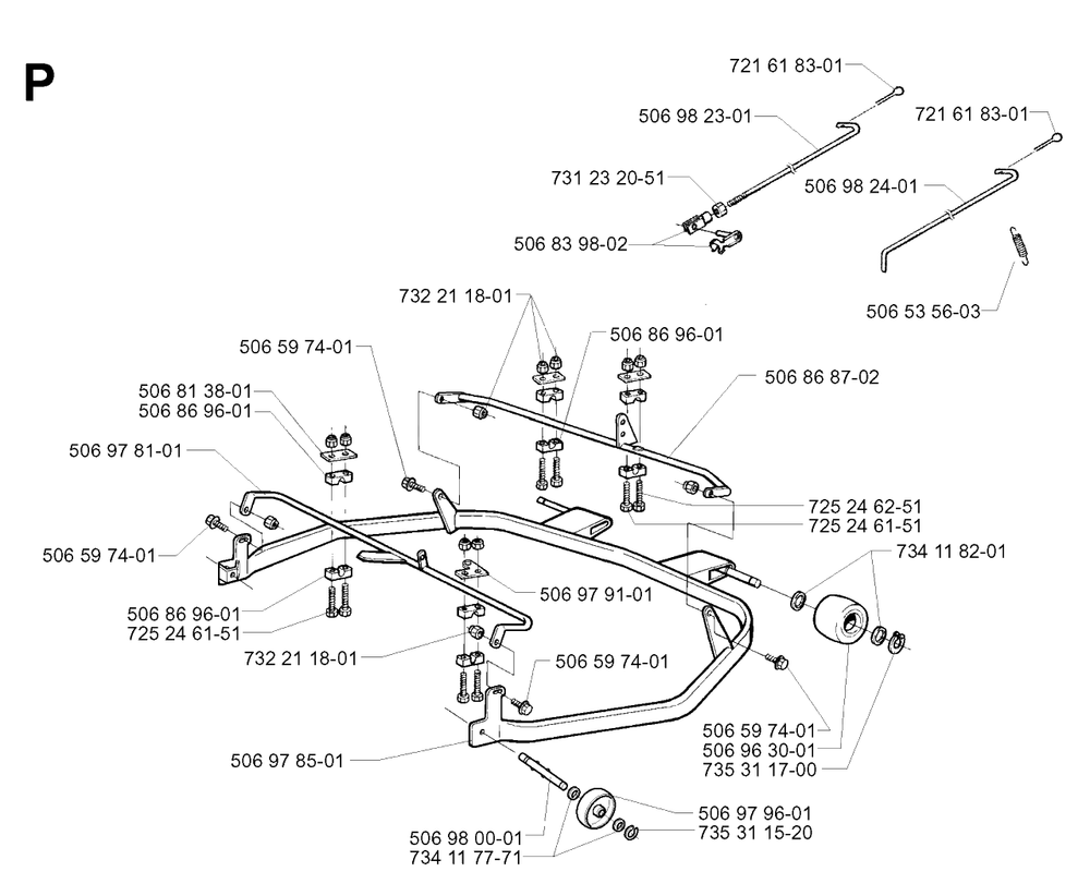 Protection Frame Diagram and Parts List for R13BIO 2001-01 Husqvarna Lawn Tractor