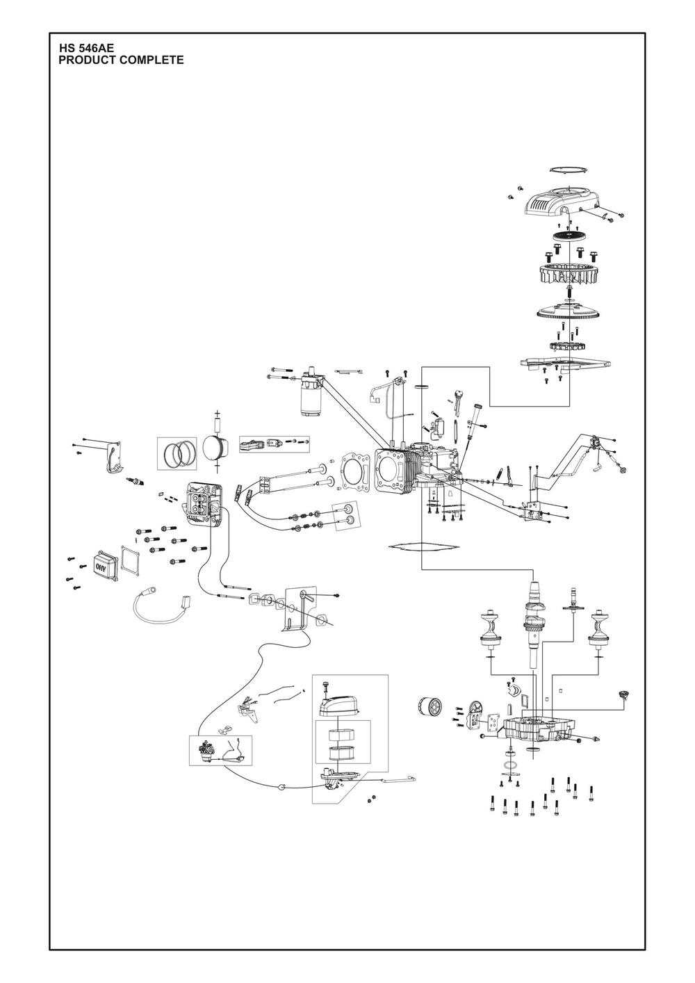 Complete Product Diagram and Parts List for HS546AE  Husqvarna Engine