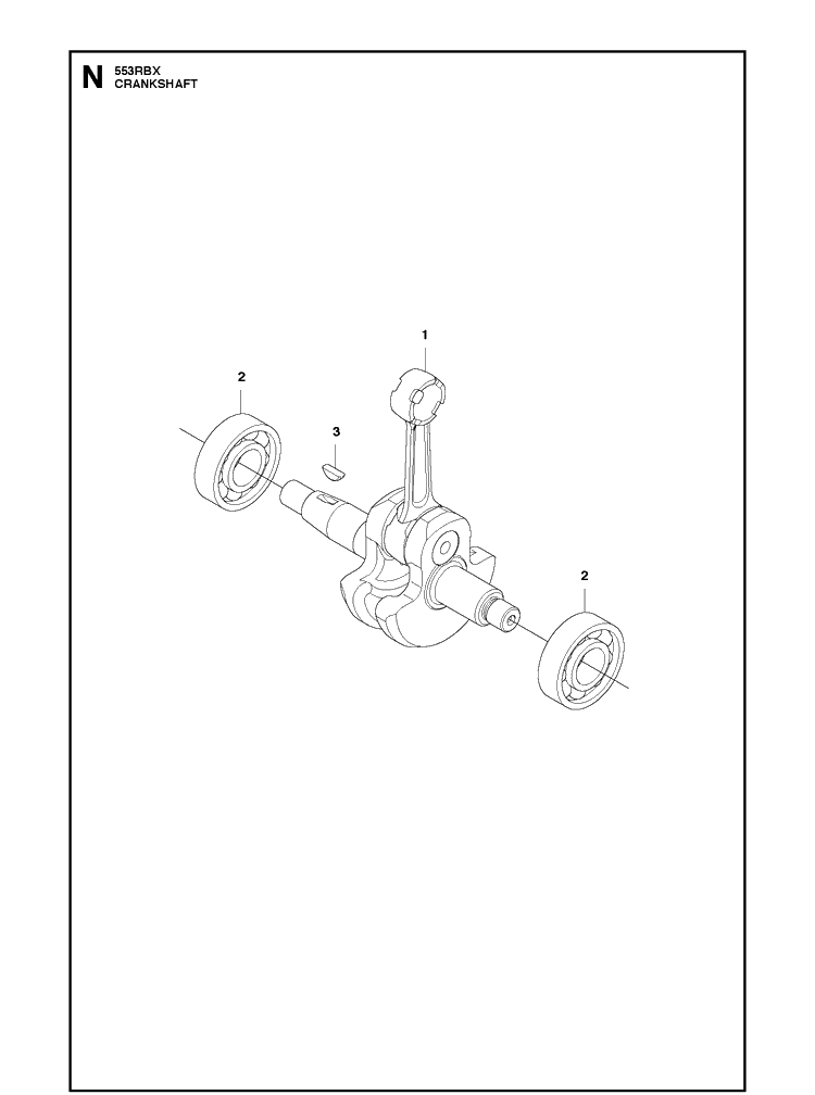 Crankshaft Diagram and Parts List for 553RBX 20180500001-20182200000 Husqvarna Brush Cutter