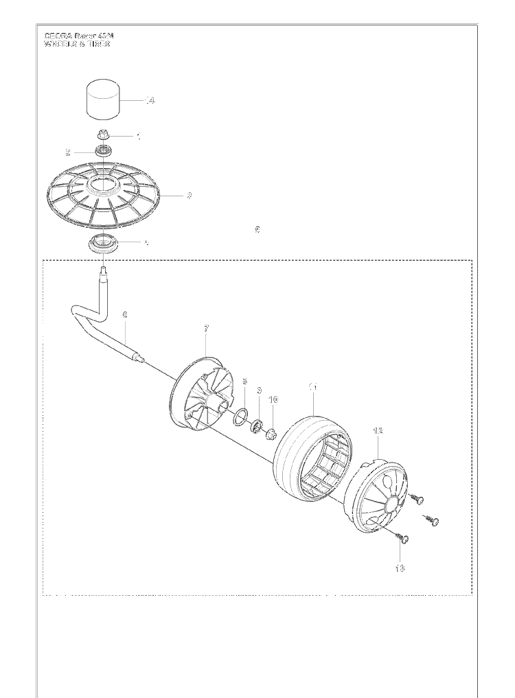 Wheels And Tires Diagram and Parts List for CEORA  Husqvarna Brush Cutter
