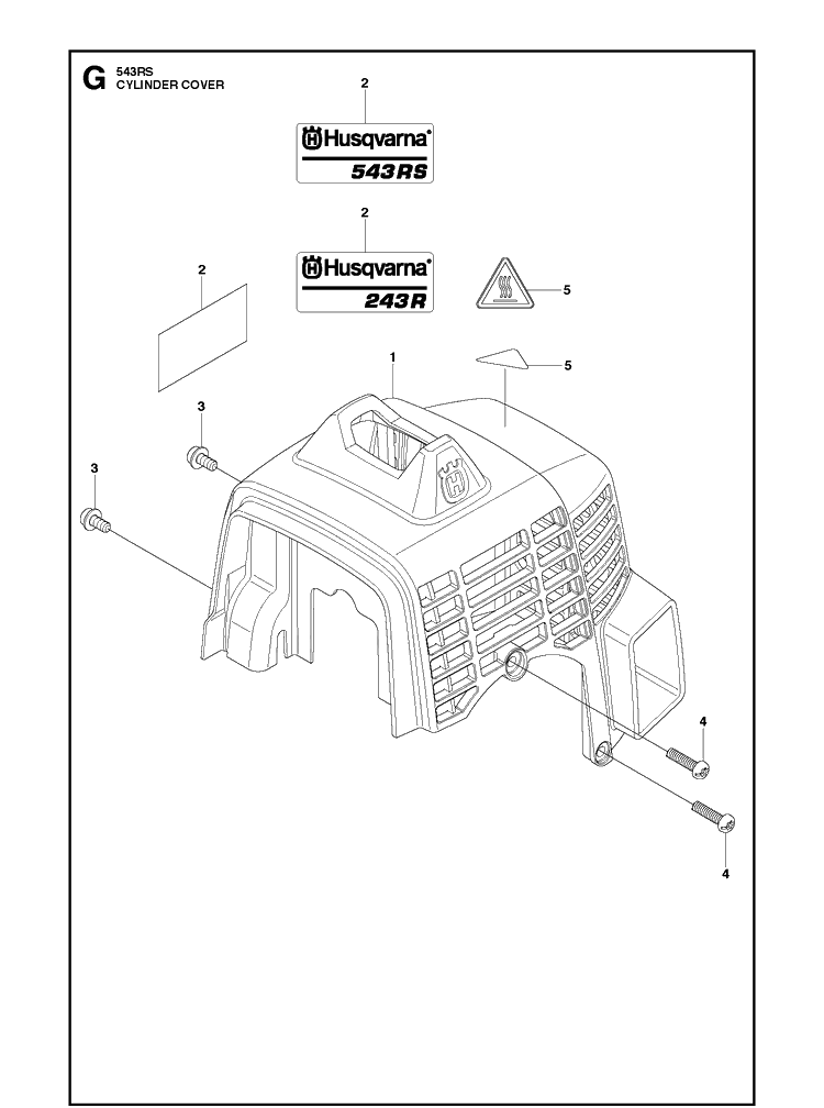 Cylinder Cover Diagram and Parts List for 543RS 20192200001-Current Husqvarna Brush Cutter