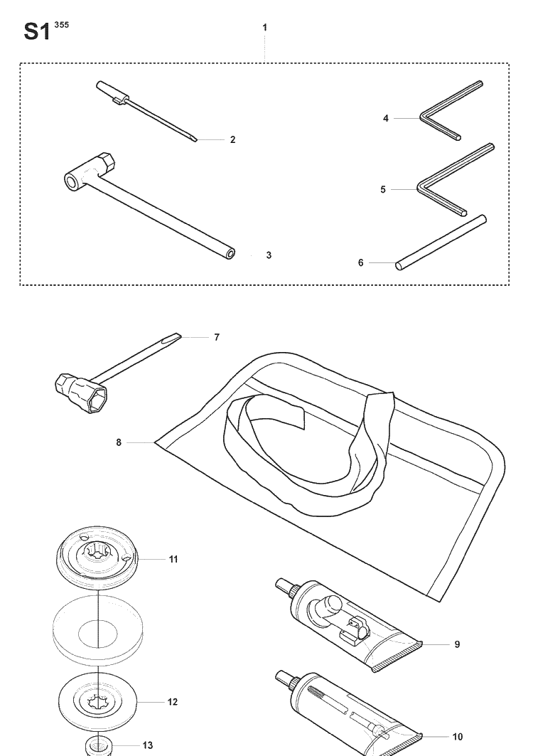 Accessories Diagram and Parts List for 355FXT 20073100001-20082700000 Husqvarna Brush Cutter