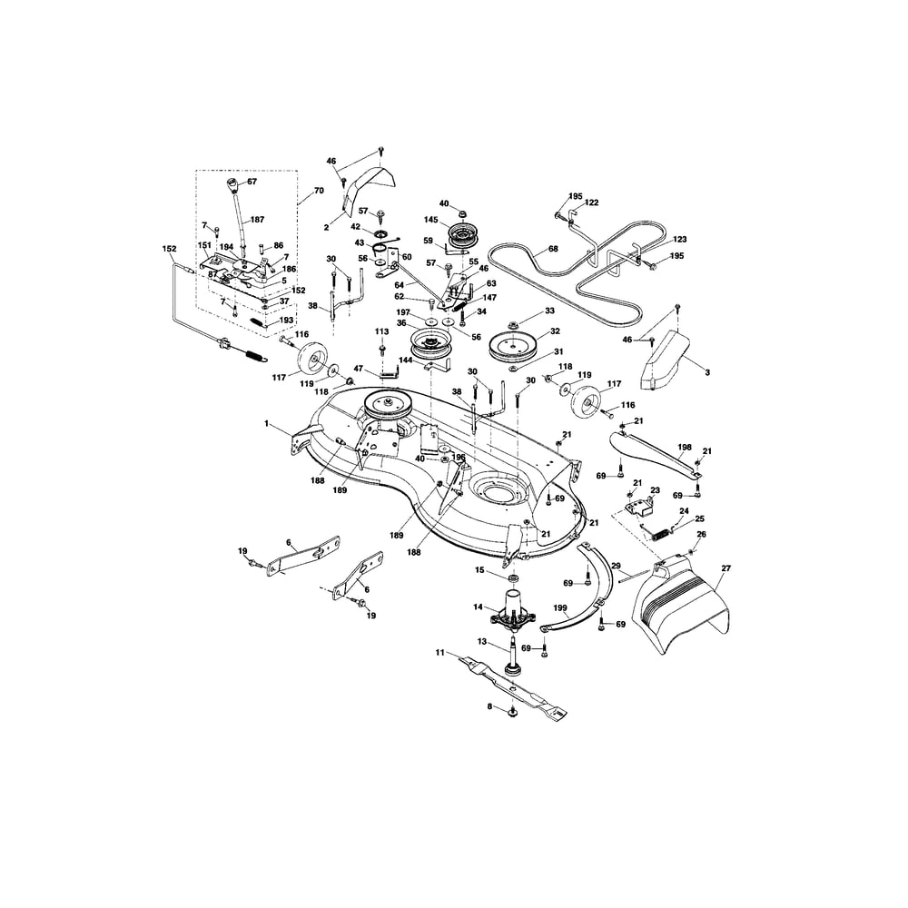 Mower Deck Diagram and Parts List for 917287540  Husqvarna Lawn Tractor