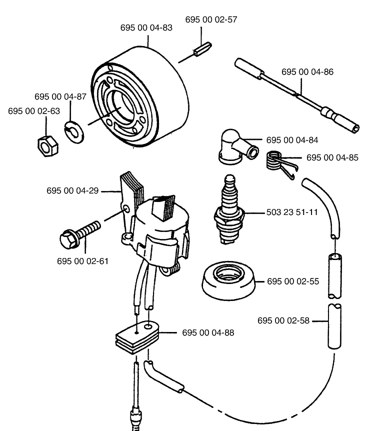 Ignition / Flywheel Diagram and Parts List for 145BF 1997-07 Husqvarna Leaf Blower / Vacuum