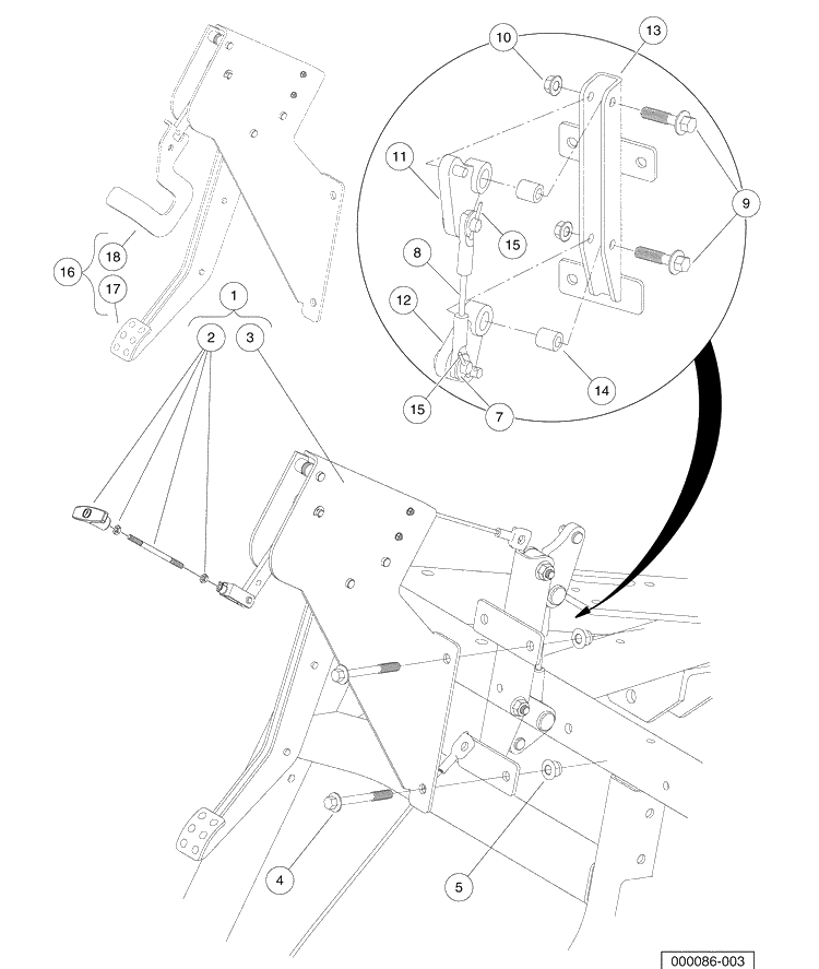 Park Brake Pedal Assembly With Bellcrank System Diagram and Parts List for HUV4420G 2006-11 Husqvarna Lawn Tractor