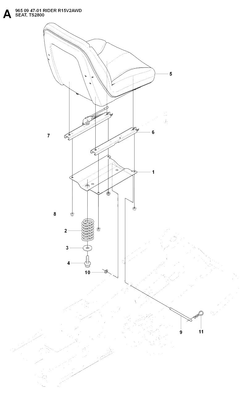 Seat Diagram and Parts List for R15-V2AWD (965094701)(2007-01) Husqvarna Lawn Tractor