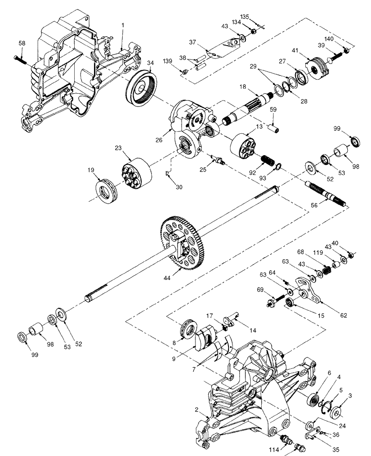 Hydro Gear Transaxle Diagram and Parts List for LTH130 (954140005G)(1998-07) Husqvarna Lawn Mower