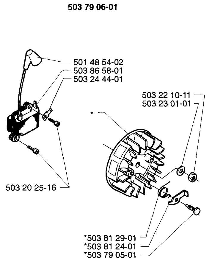 Ignition/Flywheel Diagram and Parts List for 225LD 1997-02 Husqvarna Brush Cutter