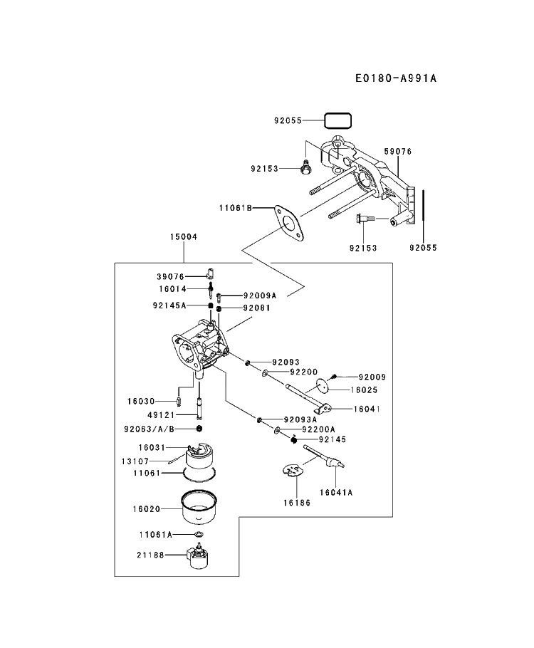 Carburetor Diagram and Parts List for FR600V-AS11 2017-09 Husqvarna Engine