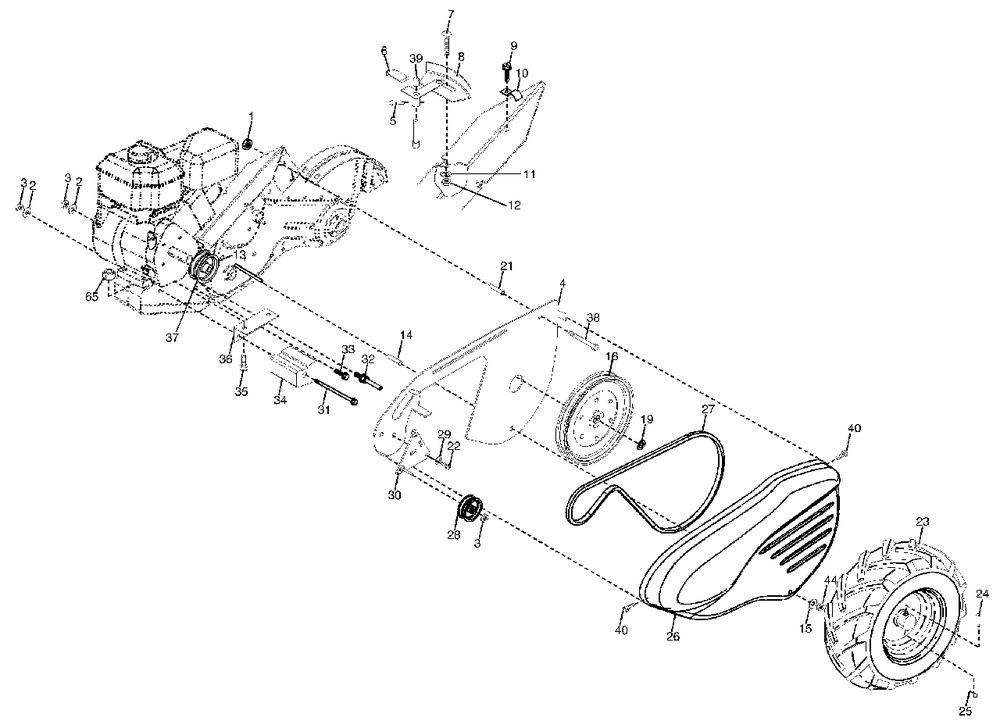 Mainframe, Left Side Diagram and Parts List for 500RTT (954329318-B)(2003-11) Husqvarna Tiller