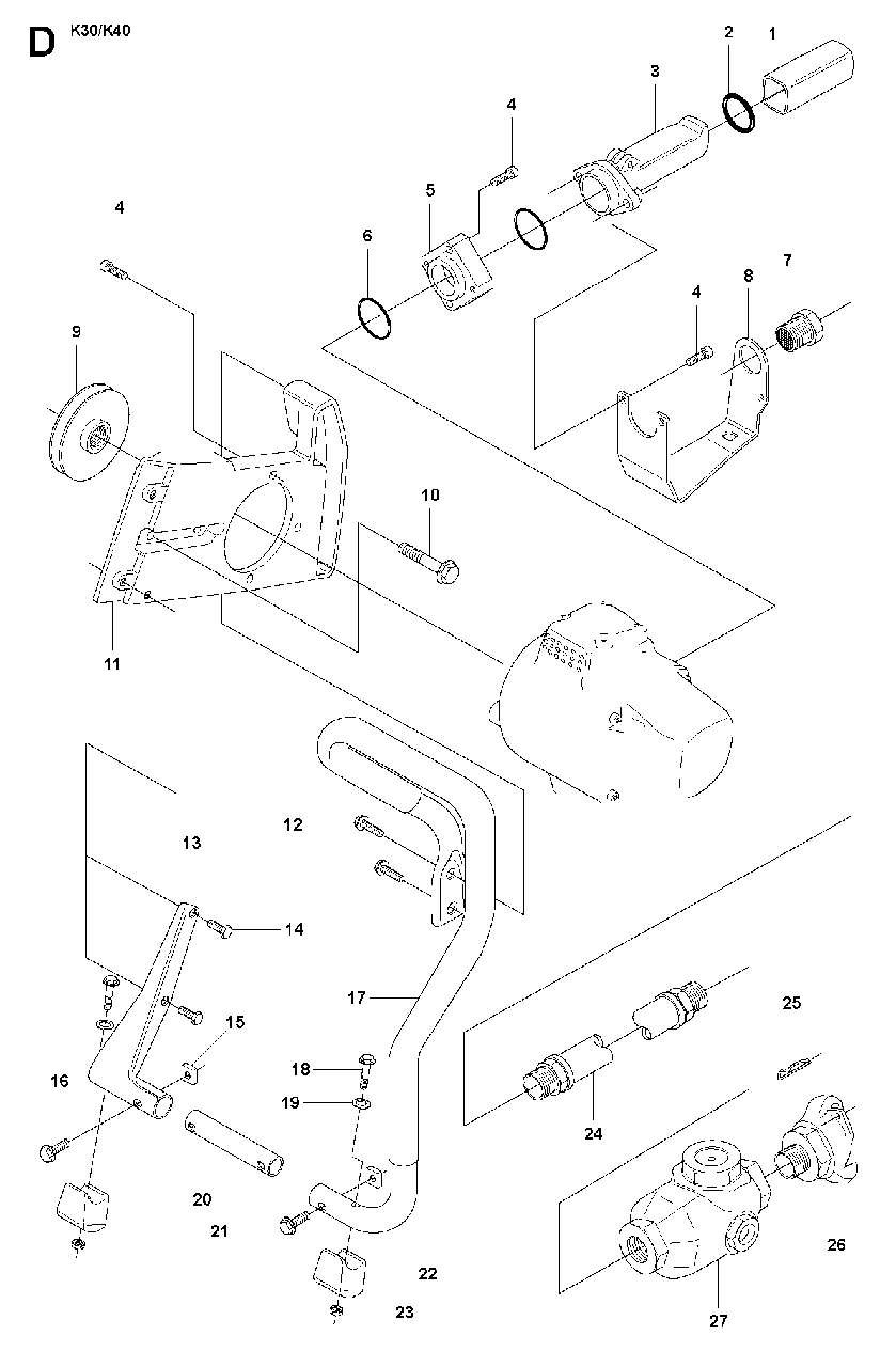 Handle Diagram and Parts List for K40 2007-01 Husqvarna Circular Saw